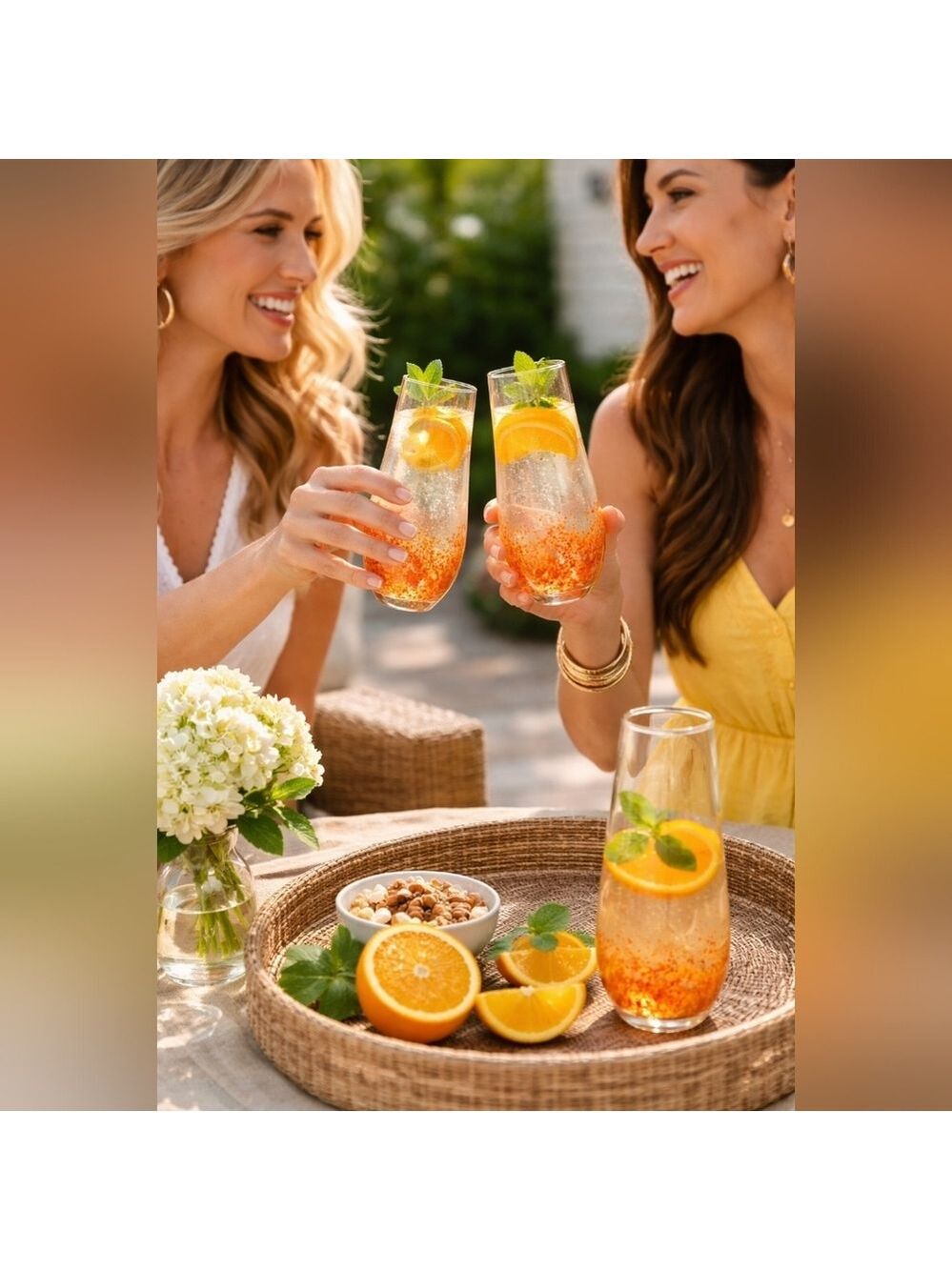 Hand Blown Confetti Glasses Set of 2 Orange Art Glass Tumblers